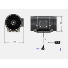 Kanalventilator 200mm 939m³ / h Aruobru mit Temperaturkontrolle und Luftfeuchtigkeit B