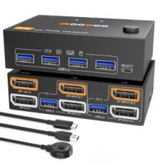 Interruttore KVM 2x2 8K @ 30Hz / 4K @ 144Hz USB 3.0 4 × Cavi di controllo remoto USB incluso