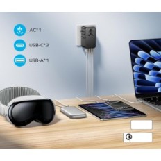 Adaptateur de voyage 140W MOMAX GAN EU / UK / US / AUS / JP Chargement rapide + câble