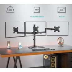 Použitý Stojan pro 3 monitory do 27 "WALI MF003 nastavitelná samostatná kapacita 22 lbs, černá neúplná