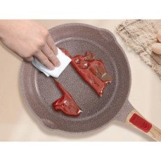 Deep ceramic frying pan 28 cm Non-harvesting with a detachable brown handle