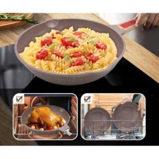 Deep ceramic frying pan 28 cm Non-harvesting with a detachable brown handle