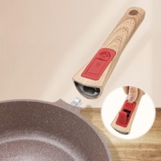 Diepe keramische koekenpan 28 cm Niet-oogst met een afneembare bruine handvat