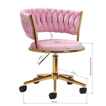 Sedia girevole 4Rico QS-GW01G rosa — vista frontale