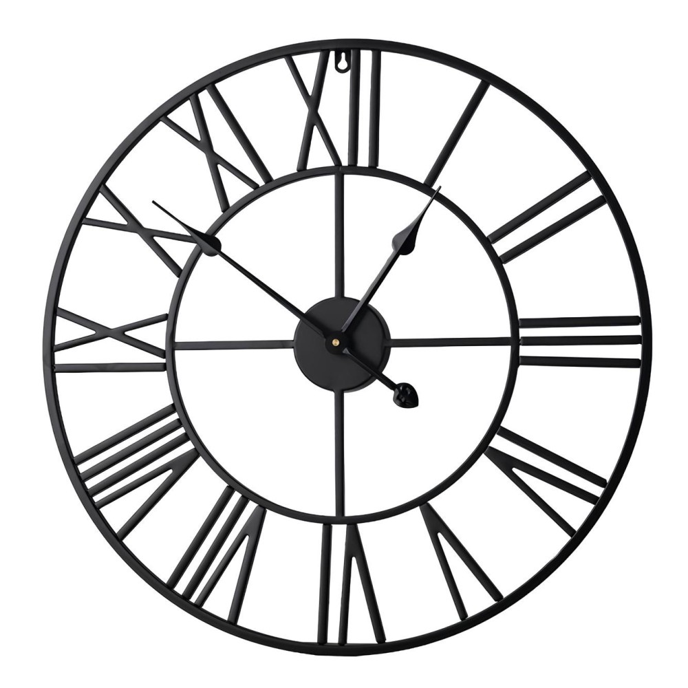 Metal wall clock 80 cm black quiet European modern decor