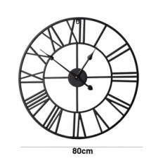 Metalo sieninis laikrodis 80 cm juoda tylus Europos modernus dekoras