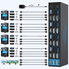 Byt KVM AILVLVNG VP-SW345 4K144Hz / 8K60Hz 4XPC 3XMONITOR 4XUSB 3.0