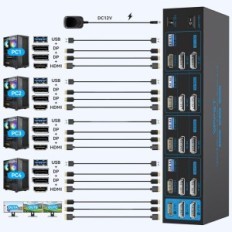 Jungiklis KVM Ailvlvng VP-SW345 4K144Hz / 8K60Hz 4xpc 3xmonitor 4xusb 3.0