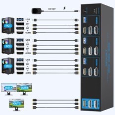 Switch KVM AILVLVNG VP-SW332 8K60HZ 3XPC 3xmonitor 4K144Hz 4xusb 3.0 Exhibition