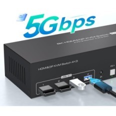 KVM 8K 4XPC 3xMonitor 4k144hz 2xDP + HDMI 4xusb 3.0 -kytkin ohjaimella