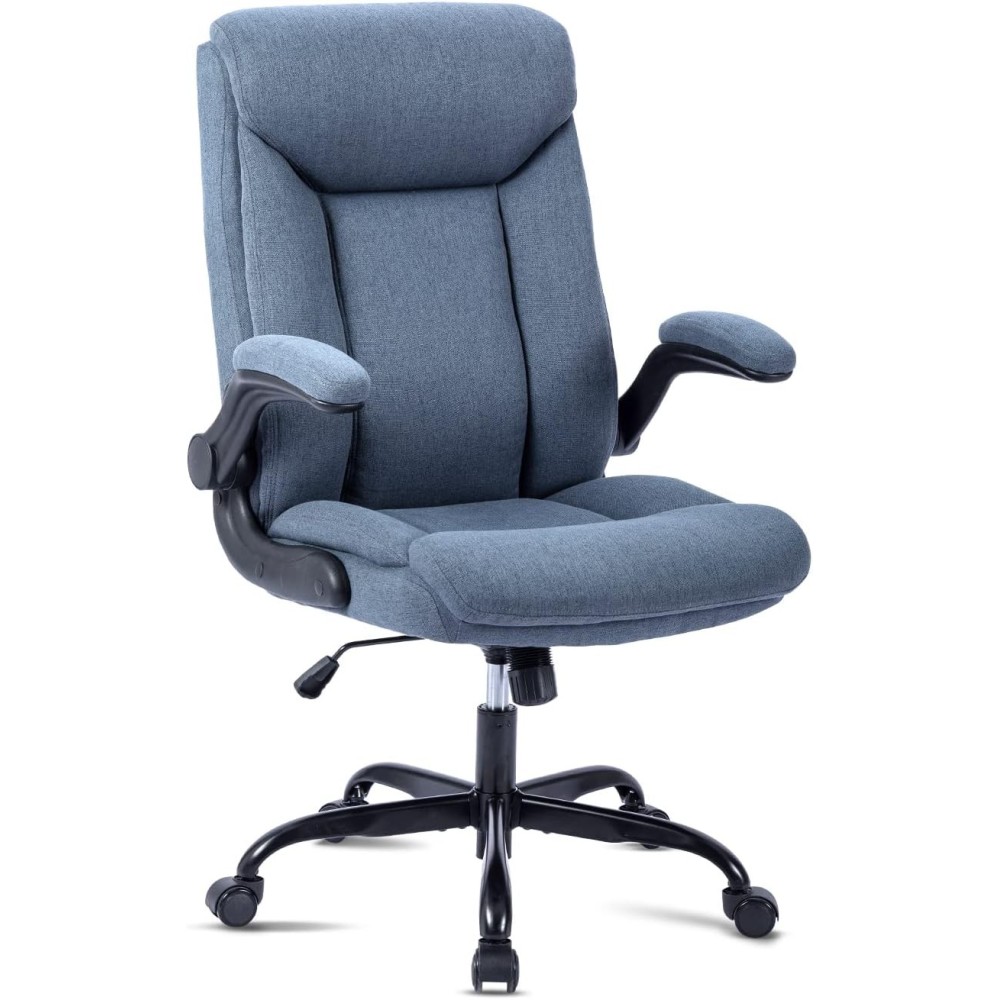 Fauteuil de bureau Mzlee Modèle ergonomique Rotary avec accoudoir bleu marine