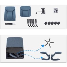 Office Lænestol Mzlee Ergonomisk Model Rotary Med Navy Blue Armlest