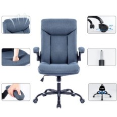 Kontor lenestol Mzlee Ergonomisk modell Rotary med Navy Blue Armrest