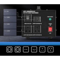 Vahingoittunut Creviars DT-muuntaja (2000va) 2000W 220VNA110V USB EU / USA