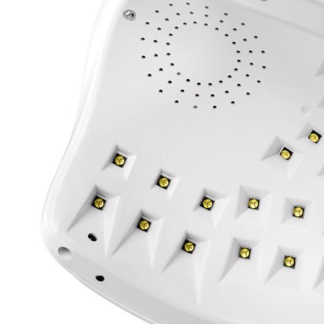 LED UV Lámpa OCHO NAILS X13 Plus 65W piros fénnyel, fehér ccc — közeli kép a felületről