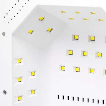 Lámpara LED UV OCHO NAILS X22 72W inalámbrica blanca con base espejada — detalle de la superficie