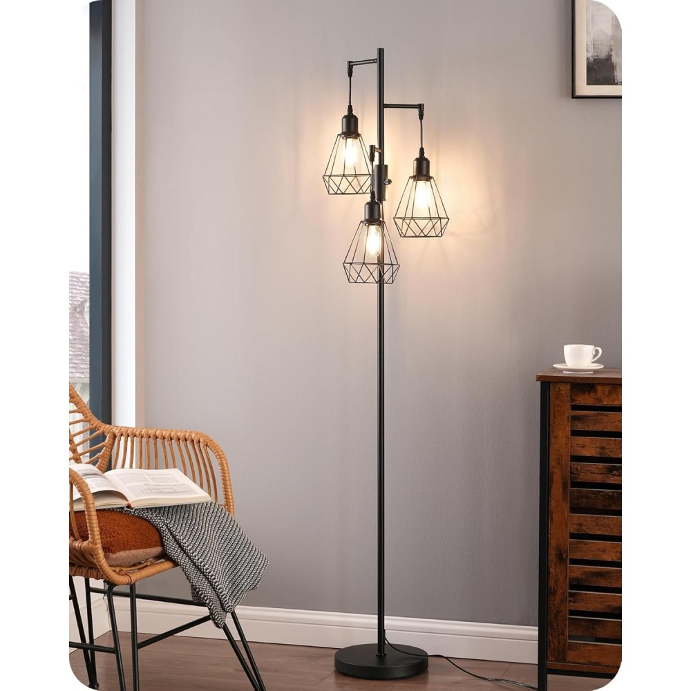 Ufullstendig Edishine Floor Lamp 163 cm Svart med LED E27 og 3 Bur