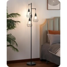 Mittetäielik edishine põrandalamp 163 cm must koos LED E27 ja 3 puuridega