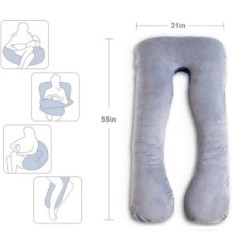 Almohada de embarazo como gris de u gris con un panel de terciopelo removible