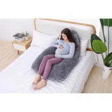 Almohada de embarazo como gris de u gris con un panel de terciopelo removible