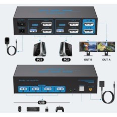 Neúplný spínač KVM AILVLVNG VP-SW273 4K144Hz DisplayPort 2xpc 2xmonitor USB 3.0 s regulátorem