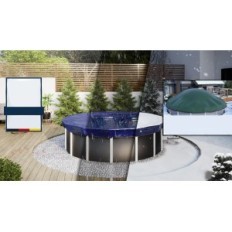 Copertura del bacino Planenfux PP01-BL 420 cm (rotondo) rotondo 366 cm 2in1 inclinazione PE 200g / m² per piscina 320-366 cm