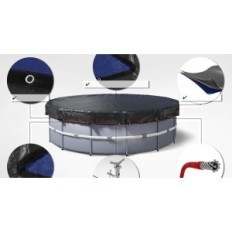 Pokritje planine PLANENFUX PP01-BL 420CM (krog) kroga 366cm 2in1 nagib PE 200g / m² za bazen 320-366 cm