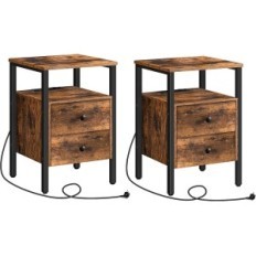 Ensemble utilisé de 2 tables de nuit Hoobro avec 2xNown + 2xusb