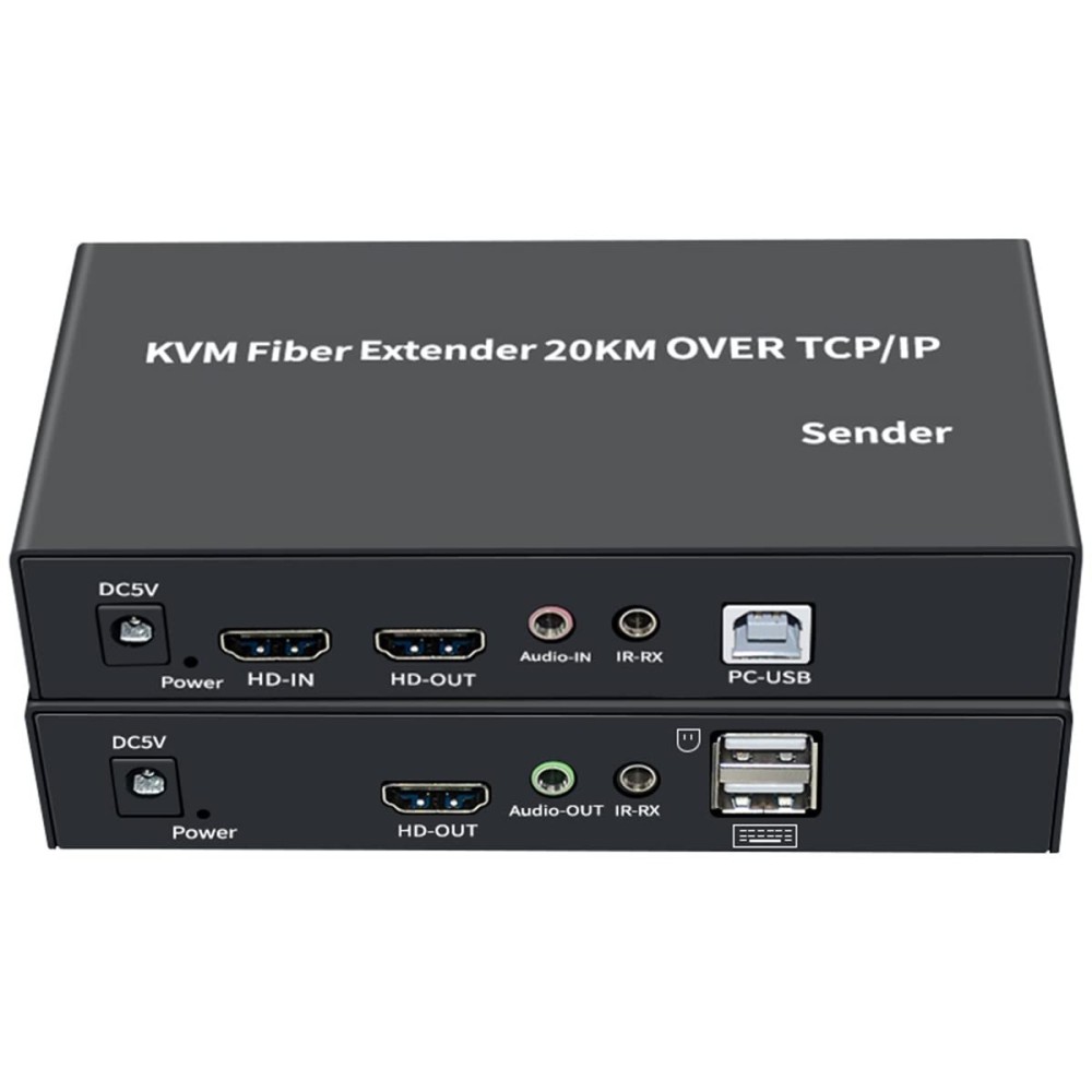 Mitte-täielik / kasutatud KVM Extender HDMI + USB Fiber Optic 20 HP Audio / IR Full HD 1080P 1-Fiber SM