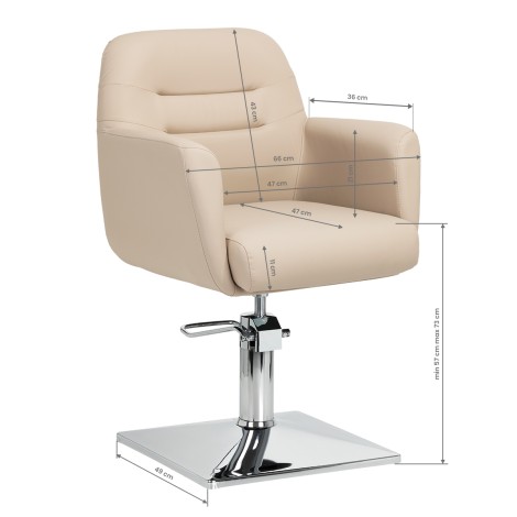 Sillón de peluquería Gabbiano Monaco beige — vista lateral