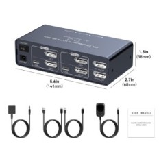 KVM DP DUL Monitor 2xPC Vedidust 8k60Hz / 4k120Hz + 4xUSB DP1.4