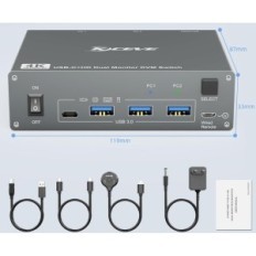 KVM 2XPC 2xMonitor USB-C HDMI 4K60Hz, USB 3.0, Gymnastik- und Maus