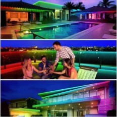 RGB 30 m IP68 LED juosta vandeniui atsparūs lauke su nuotoliniu valdymu ir "Bluetooth" valdikliu