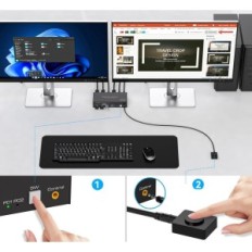 KVM Switch 2 PC 2 Skärmar DisplayPort HDMI 4K 60Hz USB 3.0 TJcXele