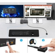 KVM Switch 2 PC 2 monitores DisplayPort HDMI 4K 60Hz USB 3.0 TJCXELE
