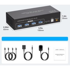 KVM-lüliti 2 tk 2 monitorid Displayport HDMI 4K 60HZ USB 3.0 TJCXELE