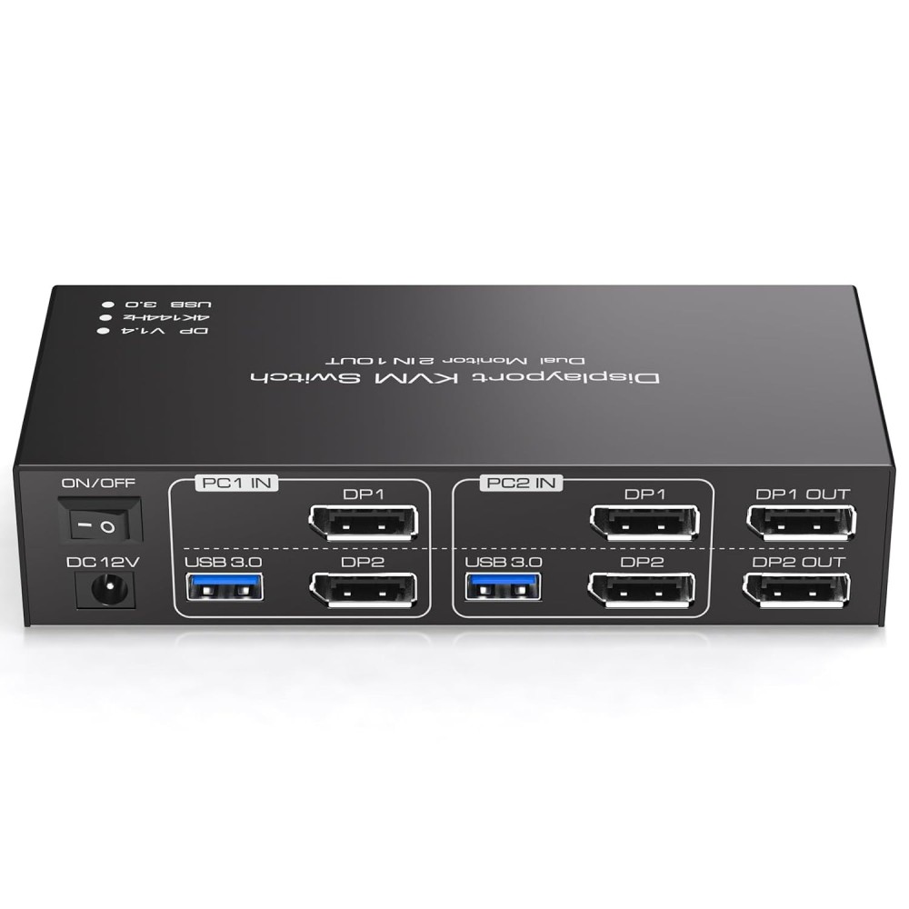KVM Switch 2 PC 2 DisplayPort 4K144Hz Övervakar USB 3.0 Dual Monitor TJcXele