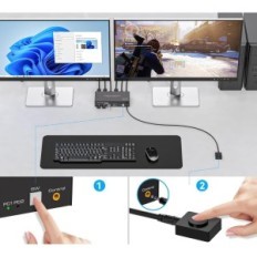 KVM Switch 2 PC 2 DisplayPort 4K144Hz Skjermer USB 3.0 Dual Monitor Tjcxele