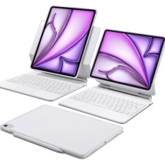 Kahjustatud iPad Air 13 "(2024/2025) ESR koos QWERTZ-klaviatuuri reguleeritava valge seista