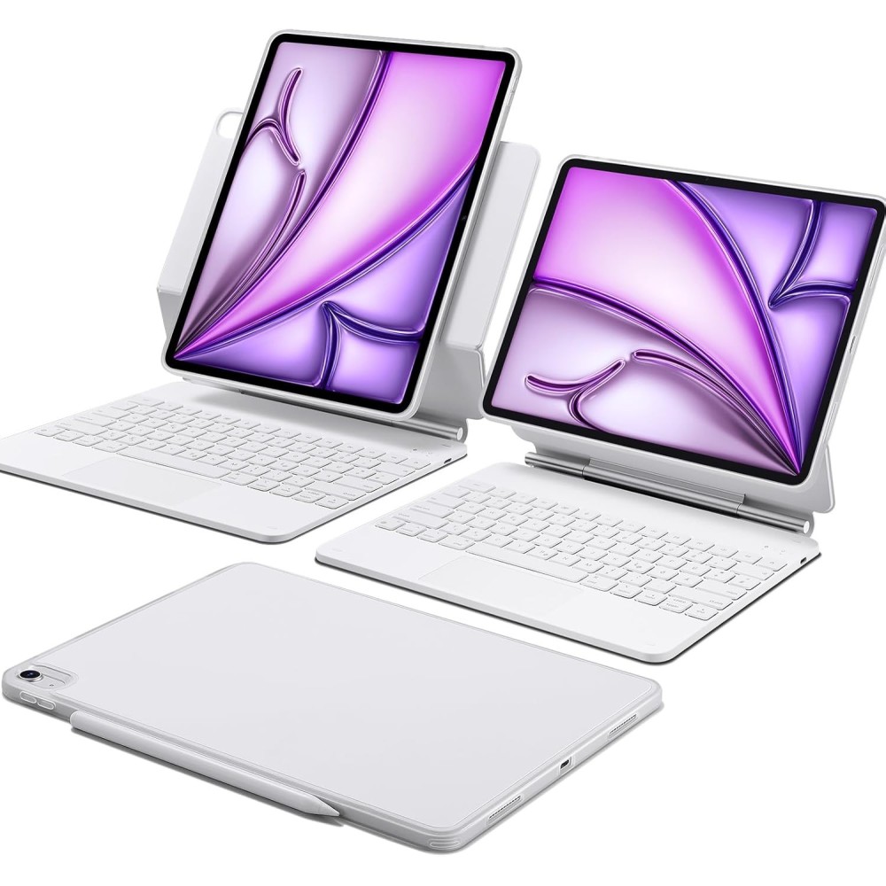 Damaged iPad AIR 13 "(2024/2025) ESR with QWERTZ keyboard Adjustable white stand