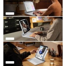 Skadad iPad Air 13 "(2024/2025) ESR med QWERTZ-tangentbordsjusterbart vitt stativ