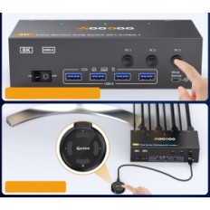 KVM 3 PC Switch 3 AOOCOO KVM303DH Monitory DP + HDMI 8K60Hz USB 3.0 (bez pôvodného balenia)