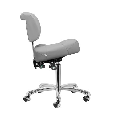 Taburete podológico Giovanni 1005 gris con respaldo ergonómico y altura ajustable — vista lateral