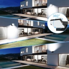 Vägglampa LED Kingwen 40W IP65 Svart 5500K 360 ° Rotation. Powystawowy