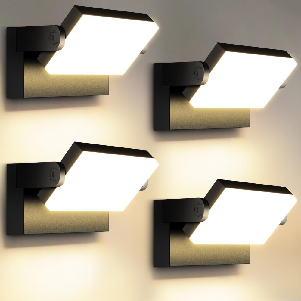 Außenwandlampe 360 ° Kingwww 40w 4 Stück. Schwarzer 3000k IP65, 4 Stück Set.