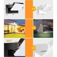 Ekstern vegglampe 360 ° Kingwww 40W 4 stk. Svart 3000K IP65, 4 PCS-sett.