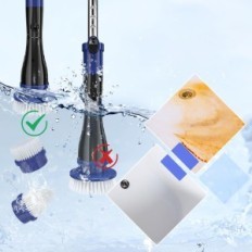 Elektrisk trådløs rengøringsbørste 8 fliserhoveder og gulve