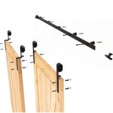 Sistema de puerta corredera usada 274 cm negro en 2 puertas 130 cm j