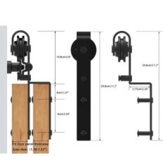 Sistema di porta scorrevole usato 274 cm nero su 2 ante 130 cm J