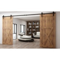 Système coulissant CCJH 270CM Noir Ancient pour 2 portes Acier Track and Roll